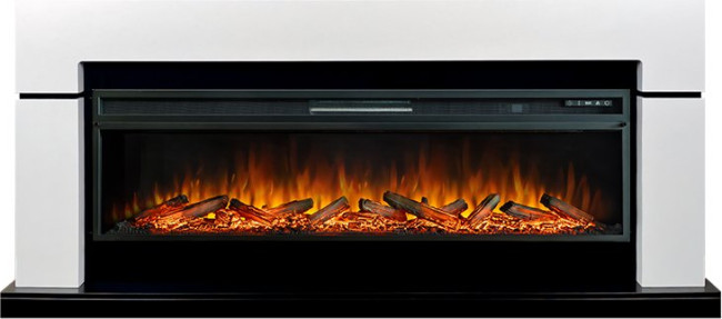 Каминокомплект Lindos 60 - Белый с черным с очагом Vision 60 LOG LED в Сыктывкаре