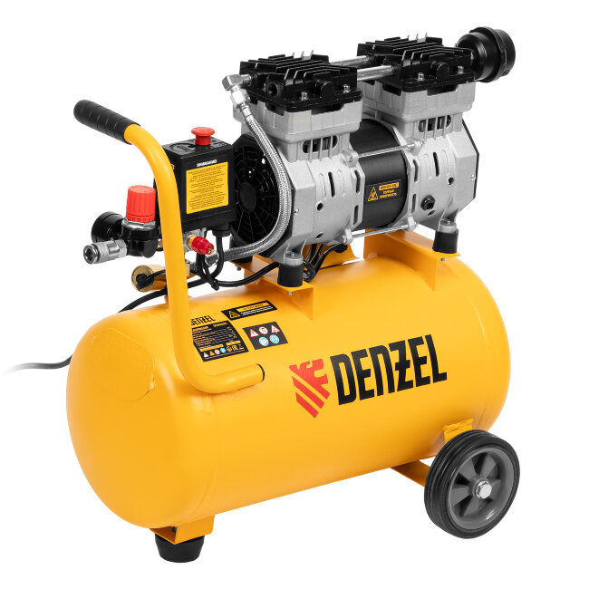 Компрессор DLS950/24 безмаслянный малошумный 950 Вт, 165 л/мин, ресивер 24 л Denzel в Сыктывкаре
