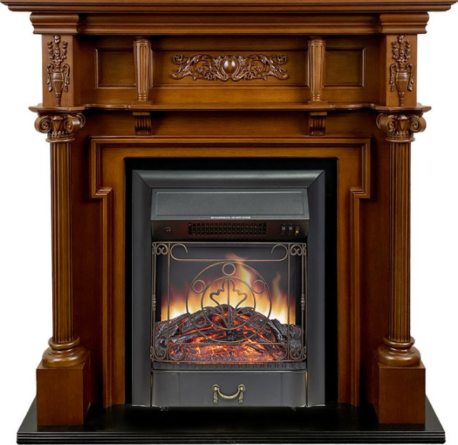 Каминокомплект Oxford - Орех с очагом Majestic FX Black в Сыктывкаре
