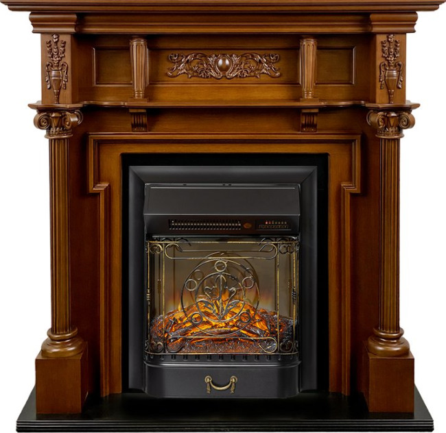 Каминокомплект Oxford - Орех с очагом Majestic FX M Black RC в Сыктывкаре
