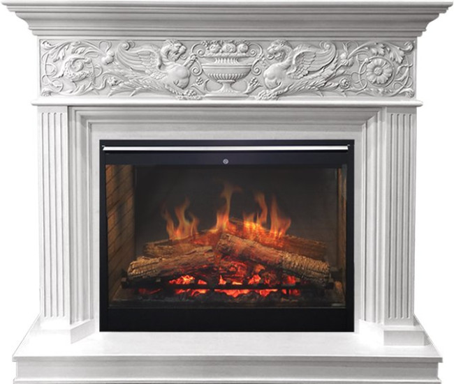 Каминокомплект Palace - Белый с серебром с очагом Symphony 30'' DF3020-INT в Сыктывкаре