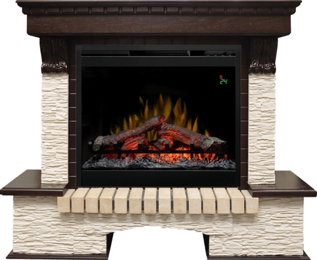 Каминокомплект Pierre Luxe - Темный дуб / Сланец мелкий с очагом Symphony 26'' DF2624L-INT в Сыктывкаре