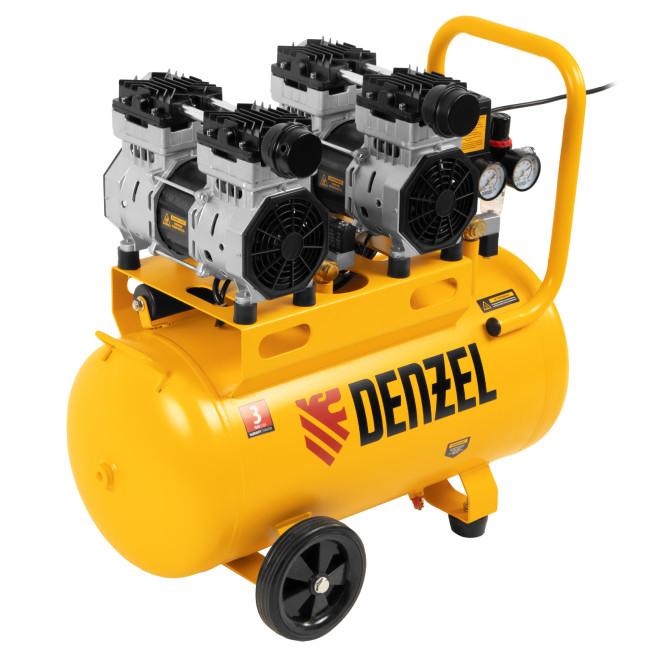 Компрессор безмасляный, малошумный DLS 1500/50, 1500 ВТ, 2x750, 50 л, 260 л/мин Denzel в Сыктывкаре