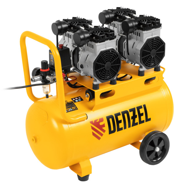 Компрессор безмасляный, малошумный DLS 2200/50, 2200 Вт, 2x1100, 50 л, 380 л/мин Denzel в Сыктывкаре