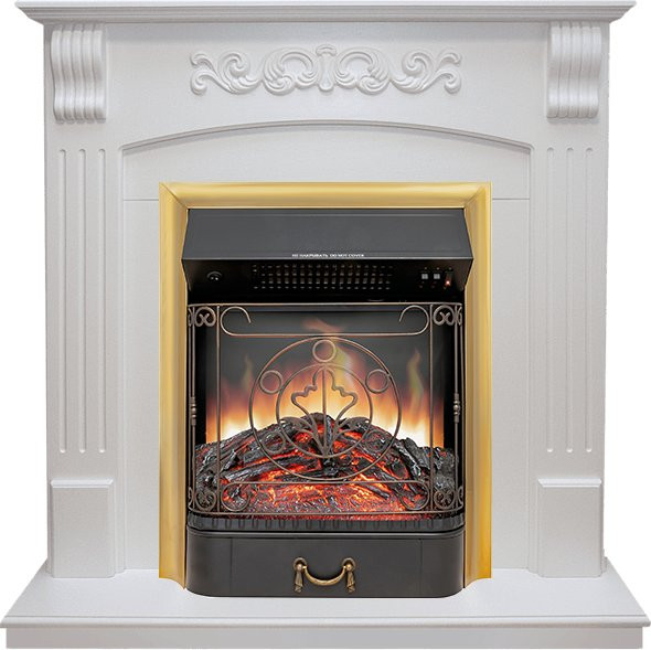 Каминокомплект Sorrento угловой - Белый дуб с очагом Majestic FX Brass в Сыктывкаре