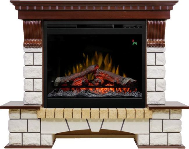 Каминокомплект Pierre Luxe - Темный дуб / Белый с очагом Symphony 26'' DF2624L-INT в Сыктывкаре