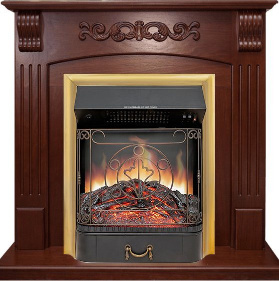 Каминокомплект Sorrento угловой - Орех с очагом Majestic FX Brass в Сыктывкаре
