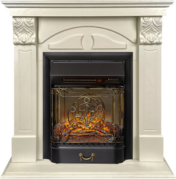 Каминокомплект Dublin (деревянный) RUSTIC (Разборный) - Слоновая кость с очагом Majestic FX M Black RC в Сыктывкаре