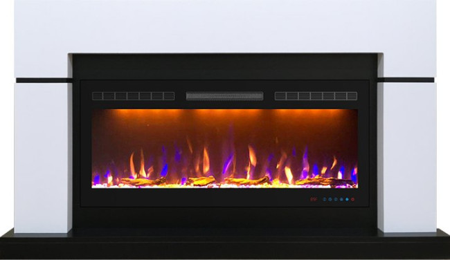 Каминокомплект Lindos - Белый с черным (Ширина 1470мм) с очагом Crystal 40 RF в Сыктывкаре