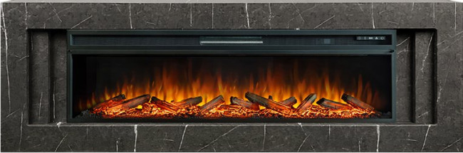 Каминокомплект Line 60 SFT Stone Touch (Разборный) - Серый мрамор с очагом Vision 60 LOG LED в Сыктывкаре
