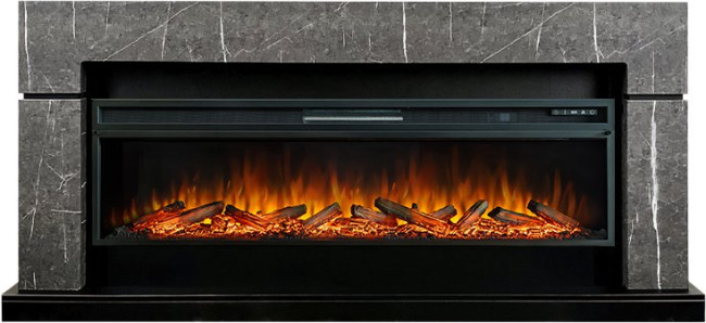 Каминокомплект Lindos 60 SFT - Серый мрамор с очагом Vision 60 LOG LED в Сыктывкаре