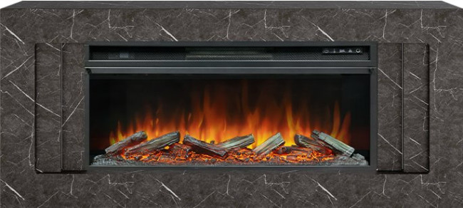 Каминокомплект Line 42 SFT Stone Touch (Разборный) - Серый мрамор с очагом Vision 42 LOG LED в Сыктывкаре