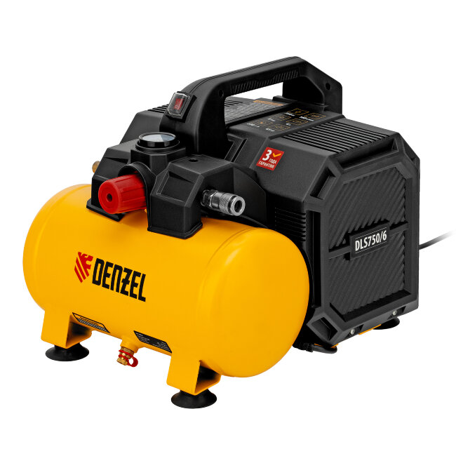 Компрессор  DLS750/6 безмасляный малошумный 750 Вт, 140 л/мин,ресивер 6 л Denzel в Сыктывкаре